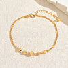 Beach Brass Round Beaded Anklets for Vacation and Summer BC8188-1-1