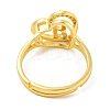 Heart with Letter Rack Plating Brass Micro Pave Cubic Zirconia Adjustable Rings for Women RJEW-I105-06G-Y-3