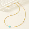 Real 18K Gold Plated 2mm Round Brass Beaded Necklaces HJ8238-6-1