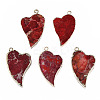 Electroplate Natural Regalite/Imperial Jasper/Sea Sediment Jasper Pendants X-G-T111-05-1