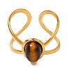 Oval Natural Tiger Eye Finger Rings RJEW-Q822-22G-03-2
