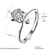 Adjustable 925 Sterling Silver Cubic Zirconia Finger Rings RJEW-BB20774-6-6