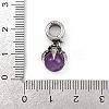 Dragon Claw 316 Surgical Stainless Steel & Round Natural Amethyst Pendant Decoration STAS-Z165-01AS-03-3