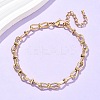 304 Stainless Steel Bowknot Link Anklets for Women AJEW-U025-02G-1