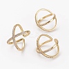 Brass Micro Pave Cubic Zirconia Cuff Rings RJEW-C101-13G-B-1