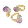Nuggets Natural Amethyst & Aquamarine Open Cuff Rings RJEW-K286-12G-02-4