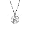 Stainless Steel Micro Pave Clear Cubic Zirconia Sun with Moon Pendant Necklaces for Women GC6303-2-1