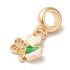 Rack Plating Alloy Green & Pink Enamel European Dangle Charms PALLOY-S189-12G-2