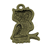 Tibetan Style Alloy Owl Pendants TIBEP-3752-AB-FF-2