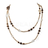 Round Natural Tiger Eye & Nuggets Topaz Beaded Wrap Long Necklaces NJEW-JN05907-01-4
