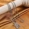 201 Stainless Steel Hollow Guitar Pendant Box Chain Necklaces NJEW-M086-03P-4