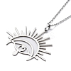 201 Stainless Steel Sun with Eye Pendant Necklace with Cable Chains NJEW-Q317-02P-2
