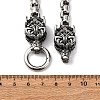 304 Stainless Steel Double Wolf Head Pendant Box Chain Necklaces NJEW-C099-01-5