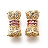 Brass Micro Pave Cubic Zirconia Beads KK-M318-22G-1