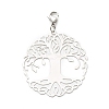 Tarnish Resistant Flat Round with Tree of Life 201 Stainless Steel Filigree Pendant Decorations LS-X-HJEW-JM00573-03-1