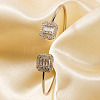 Fashionable Geometric Octagon Rectangle Brass Cubic Zirconia Cuff Bracelets QR7673-3