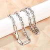 304 Stainless Steel Cable Chain Rhombus Link Chain Necklaces for Men Women NJEW-G186-01P-01-2