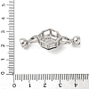 Flower Brass Micro Pave Clear Cubic Zirconia Fold Over Clasps KK-U059-43P-3