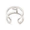 Clear Cubic Zirconia Initial Letter Open Cuff Ring RJEW-A012-01P-P-3
