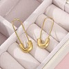 304 Stainless Steel Safety Pin Charm Huggie Hoop Earrings for Women Ion Plating(IP) EJEW-C096-41G-4
