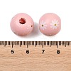 Printed Wood European Beads WOOD-G029-07-4