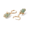 Gemstone Bullet with Star Dangle Hoop Earrings EJEW-JE05003-7