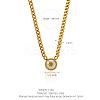 304 Stainless Steel & Natural White Shell Coin Pendant Curb Chain Necklaces for Women WG4C473-02-1