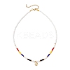 Valentine's Day 304 Stainless Steel Heart Pendant Glass Seed Beaded Necklaces for Women NJEW-MZ00146-01-2