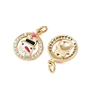 Christmas Brass Micro Pave Cubic Zirconia Enamel Charms KK-L255-19G-01-2
