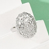 Brass Micro Pave Cubic Zirconia Adjustable Cuff Rings for Women RJEW-C129-07P-3