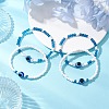2Pcs 2 Styles Evil Eye Glass Beads Stretch Bracelets & Glass Seed Beads Stretch Bracelets for Women BJEW-JB11895-1