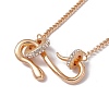 Crystal Rhinestone Snake Pendant Necklace with Alloy Curb Chains for Women NJEW-I118-02KCG-1