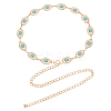 Synthetic Turquoise Oval Link Chain Waist Belts AJEW-WH0314-128G-1