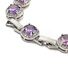 Flat Round Glass Link Chain Bracelets BJEW-H604-02P-07-3