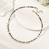 Natural Multicolor Tourmaline Faceted Rondelle Baded Necklaces with 201 Stainless Steel Teardrop Charms NJEW-JN06428-01-1