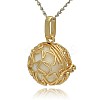 Golden Tone Brass Hollow Round Cage Pendants KK-J231-07G-2