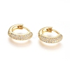 Brass Micro Pave Clear Cubic Zirconia Huggie Hoop Earrings LS-EJEW-G275-02G-2