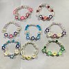 8Pcs 8 Colors Polymer Clay & ABS Plastic Imitation Pearl & Glass Beads Stretch Bracelets for Women BJEW-SC00002-1