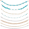 8Pcs 8 Styles Synthetic Turquoise Cross & Natural Trochid Shell & Natural Turquoise & Aluminum & 304 Stainless Steel Baseball Cap Chain HJEW-SC0002-39-6