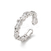 Brass Micro Pave Clear Cubic Zirconia Open Cuff Rings RJEW-G336-03P-4