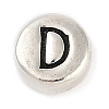 925 Sterling Silver Flat Round with Letter Beads STER-G044-01AS-D-1