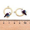 Rack Plating Alloy Colorful Enamel Ring with Bird Links Connector Charms ENAM-N056-390KCG-3