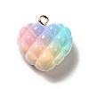 Rainbow Color Opaque Resin Waffle Beads Pendants RESI-F035-01-2