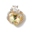 Real 18K Gold Plated Rack Plating Brass Micro Pave Clear Cubic Zirconia Pendants KK-C015-11G-2