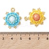 8Pcs 8 Colors Natural Carnelian & Mashan Jade & Amethyst & Malaysia Jade with Glass Seed Beaded Pendants PALLOY-MZ01275-4
