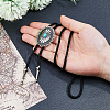 Adjustable Zinc Alloy Pave Synthetic Turquoise Oval Black PU Leather Cord Bolo Tie Lariat Necklaces NJEW-WH0035-04AS-3