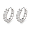 Brass Micro Pave Clear Cubic Zirconia Hoop Earrings LS-EJEW-S234-04P-1