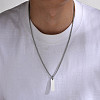 Blank Rectangle Stainless Steel Pendant Box Chain Necklaces for Men FS-WG55909-01-3