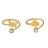 2Pcs 2 Styles Brass Crystal Rhinestone Butterfly Clover Cuff Toe Ring Sets FS-WG20A77-03-5