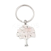 Natural Rose Quartz Chip & Alloy Tree of Life Pendant Keychain KEYC-JKC00648-05-4